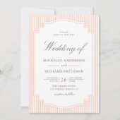 Invitation Mariage Classique avec Code QR Photo Rayé Pastel (Devant)