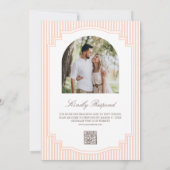 Invitation Mariage Classique avec Code QR Photo Rayé Pastel (Dos)