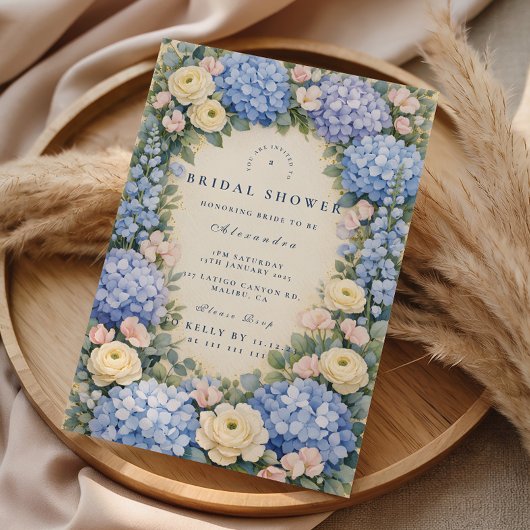 Invitation Mariage classique avec des fleurs d'hortensia