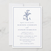 Invitation Mariage classique avec monogramme et lys calla Nav (Devant)