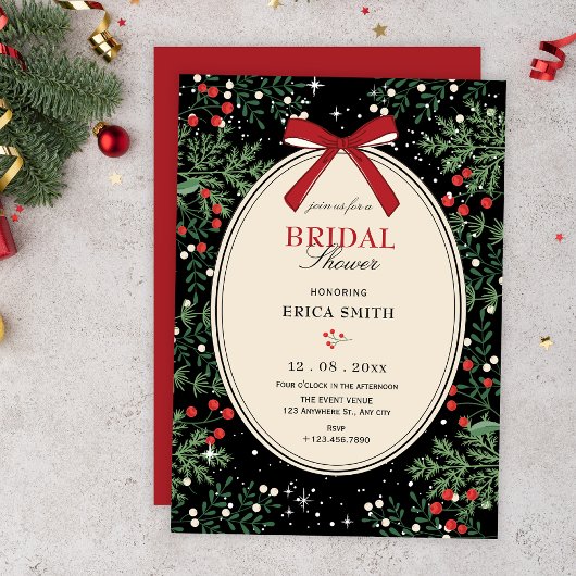 Invitation Mariage classique avec ruban cerise