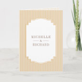 Invitation Mariage classique beige bronzé rayé code QR photo (Devant)