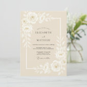 Invitation Mariage Classique Beige Poli (Debout devant)