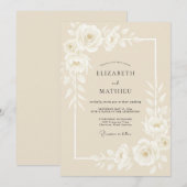 Invitation Mariage Classique Beige Poli (Devant / Derrière)