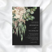 Invitation Mariage classique Black Peonies