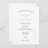 Invitation Mariage classique blanc et or simple (Devant / Derrière)