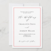 Invitation Mariage classique blanc rouge (Devant)