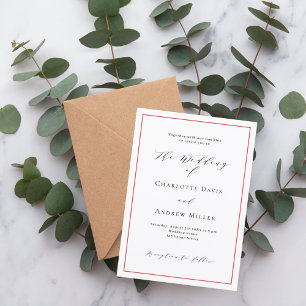 Invitation Mariage classique blanc rouge