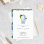 Invitation Mariage classique bleu blanc pot de gingembre fian