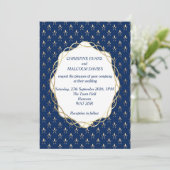 Invitation Mariage classique bleu et or (Debout devant)