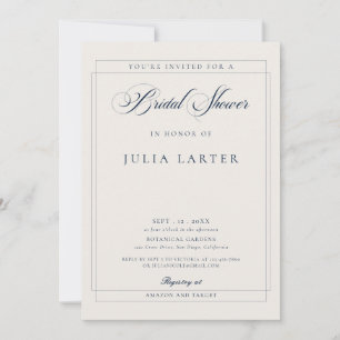 Invitation Mariage classique bleu marine ivoire calligraphie