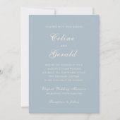 Invitation Mariage classique bleu muté élégant (Devant)