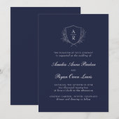 Invitation Mariage Classique Bleu Nuit (Devant / Derrière)