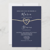 Invitation Mariage Classique Bleu Nuit et Or (Devant)