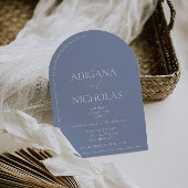 Invitation Mariage Classique Bleu Simple en forme d'arche