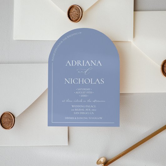 Invitation Mariage Classique Bleu Simple en forme d'arche