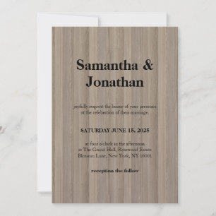 Invitation Mariage Classique Blond Bois Rayure Fine