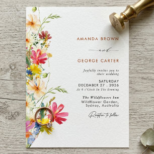 Invitation Mariage Classique Botanique de Fleurs Sauvages d'É