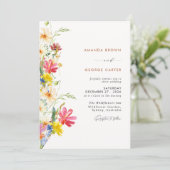 Invitation Mariage Classique Botanique de Fleurs Sauvages d'É (Debout devant)
