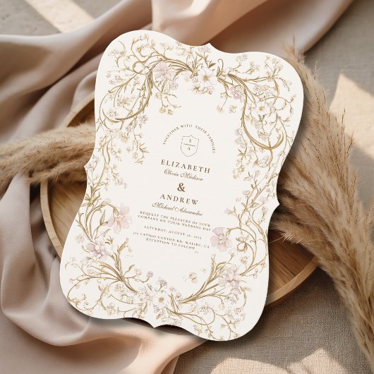 Invitation Mariage Classique Botanique Or Luxe