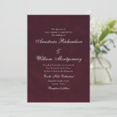 Invitation Mariage Classique Bourguignon Profond Écriture Tra (Debout devant)