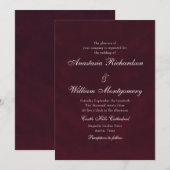 Invitation Mariage Classique Bourguignon Profond Écriture Tra (Devant / Derrière)