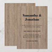 Invitation Mariage Classique Brun de Base Bois Doux Grain (Devant / Derrière)