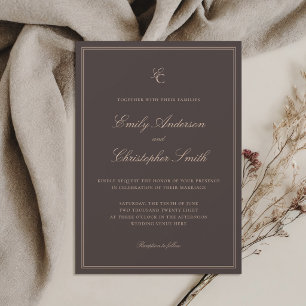 Invitation Mariage Classique Brun Élégant
