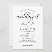Invitation Mariage Classique Calligraphié Noir et Blanc (Devant)