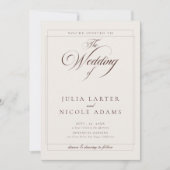 Invitation Mariage Classique Choco Ivore avec Détails de Call (Devant)