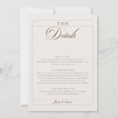 Invitation Mariage Classique Choco Ivore avec Détails de Call (Dos)