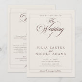 Invitation Mariage Classique Choco Ivore avec Détails de Call (Devant / Derrière)