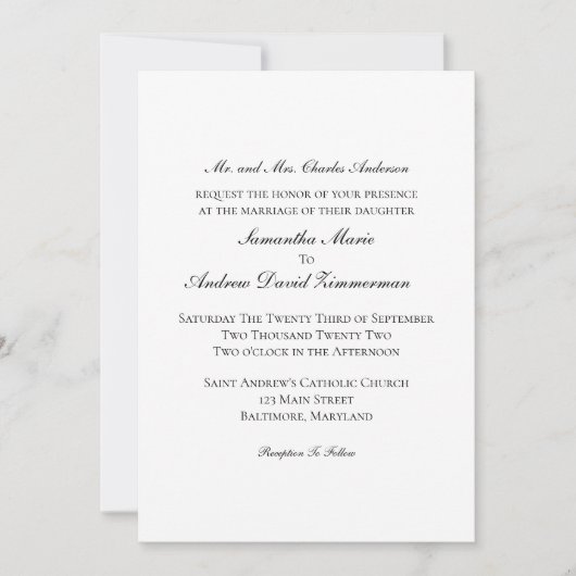 Invitation Mariage classique classique classique élégant (Devant)