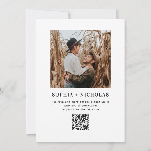 Invitation Mariage classique classique noir et blanc (Dos)