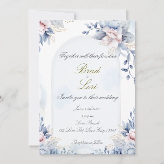Invitation Mariage Classique d'Amour Éternel (Devant)