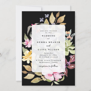 Invitation Mariage classique de couleur blanche d'eau noire