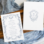 Invitation Mariage classique de couleur bleue victorienne