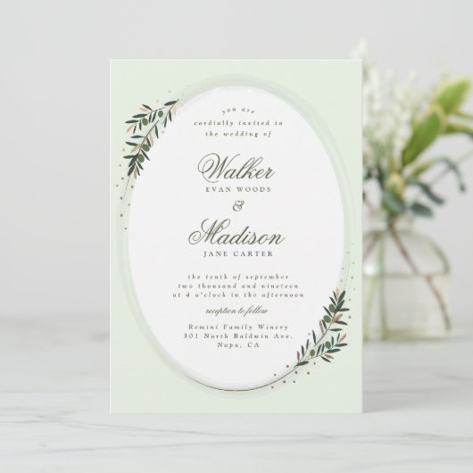Invitation mariage classique de la branche d'olive (Debout devant)