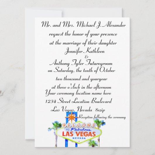 Invitation Mariage classique de Las Vegas (Devant)