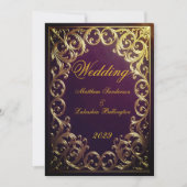 Invitation Mariage Classique de Mariage Or Bourru (Devant)