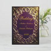 Invitation Mariage Classique de Mariage Or Bourru (Debout devant)