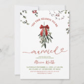 Invitation Mariage classique de Noël sous le gui (Devant)