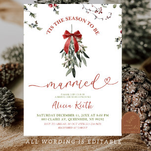 Invitation Mariage classique de Noël sous le gui