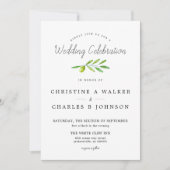 Invitation Mariage classique de script de branche d'olive (Devant)