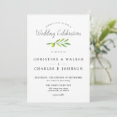 Invitation Mariage classique de script de branche d'olive (Debout devant)