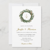 Invitation Mariage Classique de Verdure de Pin d'Hiver (Devant)