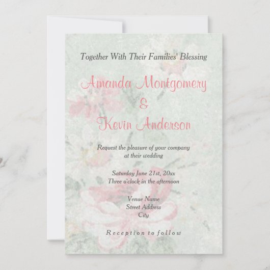 Invitation Mariage Classique Design de Roses Fanées (Devant)