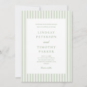 Invitation Mariage Classique d'Été Vert Sauge Rayé (Devant)