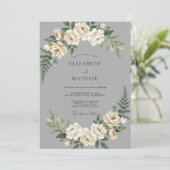 Invitation Mariage Classique Distingué Gris (Debout devant)
