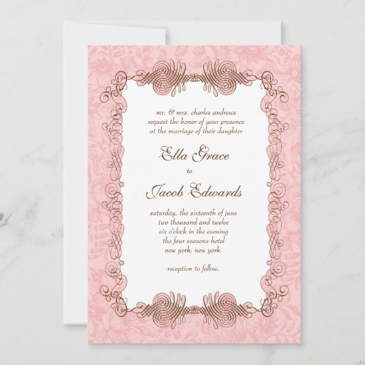 Invitation Mariage Classique // Élégance Rose (Devant)
